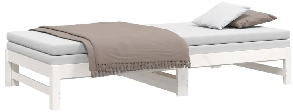 Sofá-cama de puxar 2x(80x200) cm pinho maciço branco