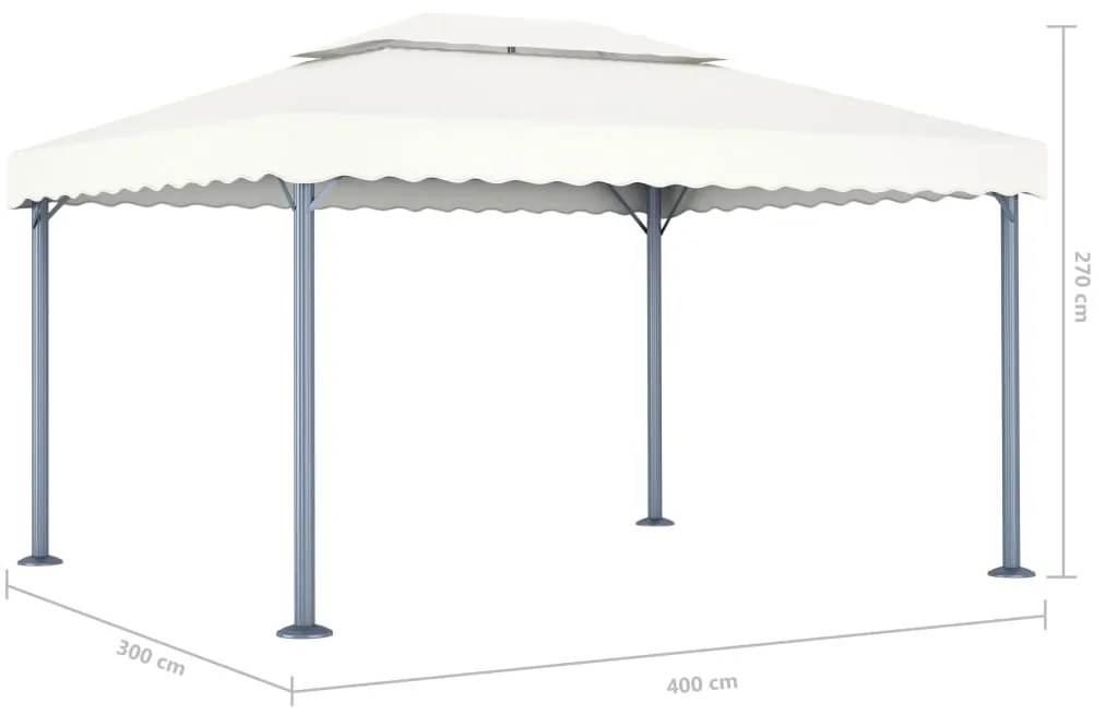 Gazebo 400x300 cm alumínio creme