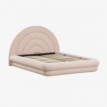 Cama Com Canapé Elevatório Em Tecido Bouclé Borzensi Bouclé Cor-de-rosa & 160 X 200 Cm - Sklum