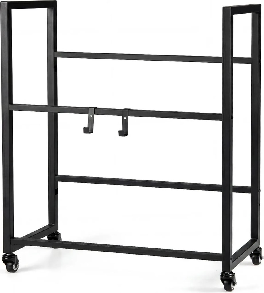 Estante para Caixas de Bebidas, 72,5 x 32 x 89,5 cm, 4 Rodas Giratórias, Preto