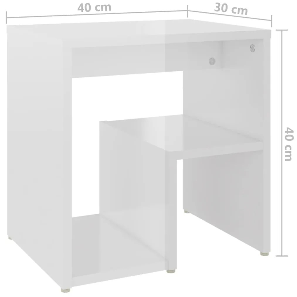 Mesas de cabeceira 2 pcs derivados de madeira branco brilhante