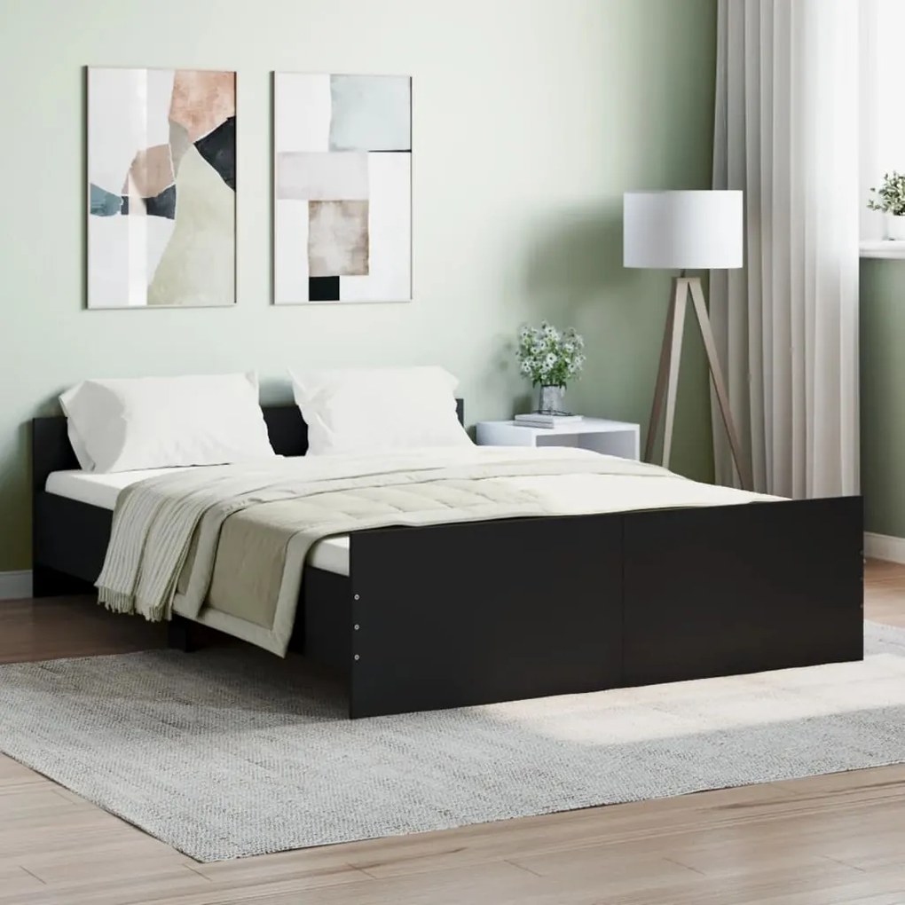 Estrutura de Cama Moona - 140x190 cm - Preto - Design Moderno