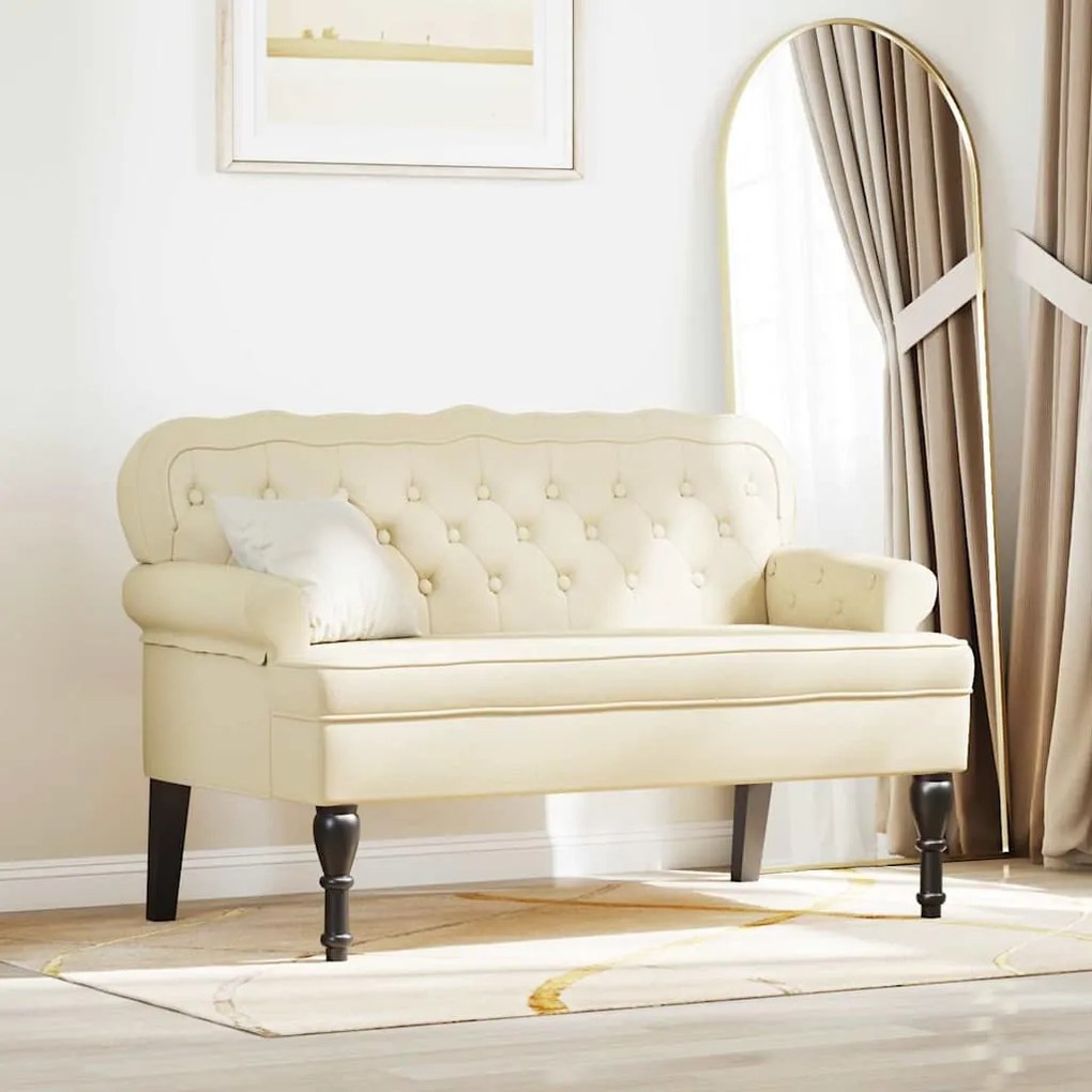 vidaXL Banco Chesterfield Creme 119,5 x 64,5 x 75 cm Couro Sintético