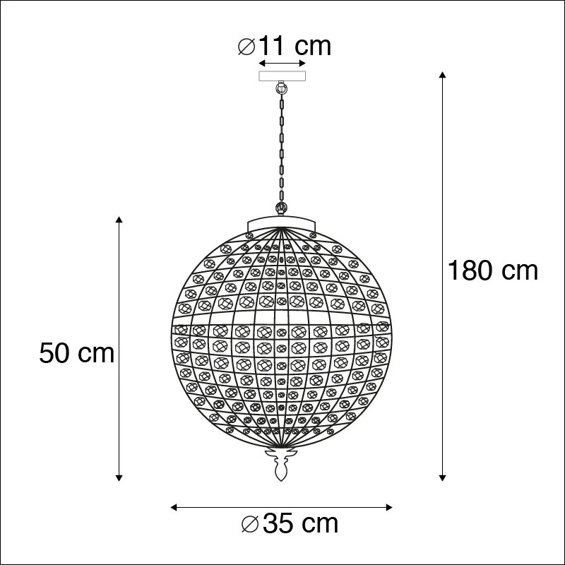 Candeeiro de suspensão Art Deco cristal com dourado 35 cm - Kasbah Clássico / Antigo,Art Deco