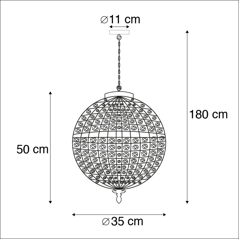 Candeeiro suspenso Art Déco cristal dourado 35cm - KASBAH Clássico / Antigo,Art Deco