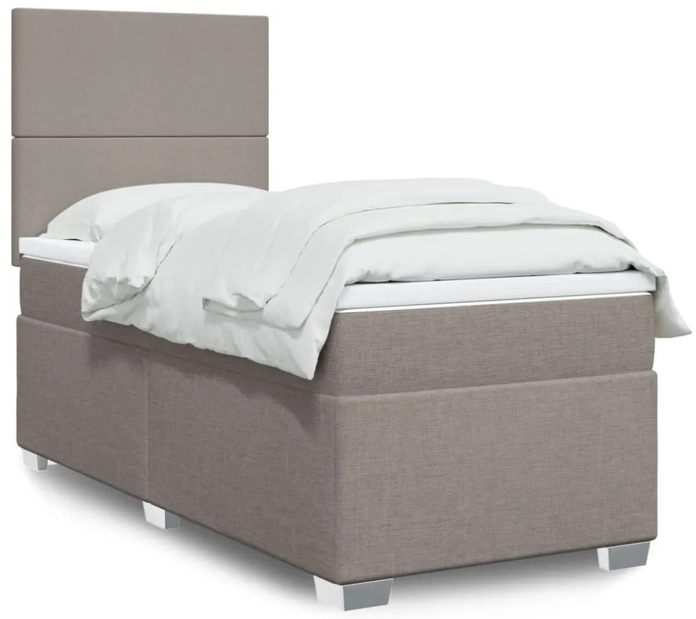 Cama com molas/colchão 100x200 cm tecido cinza-acastanhado