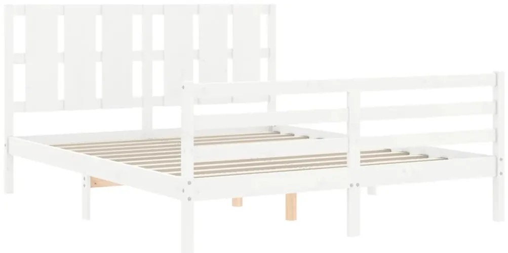 Estrutura de cama King Size com cabeceira madeira maciça branco