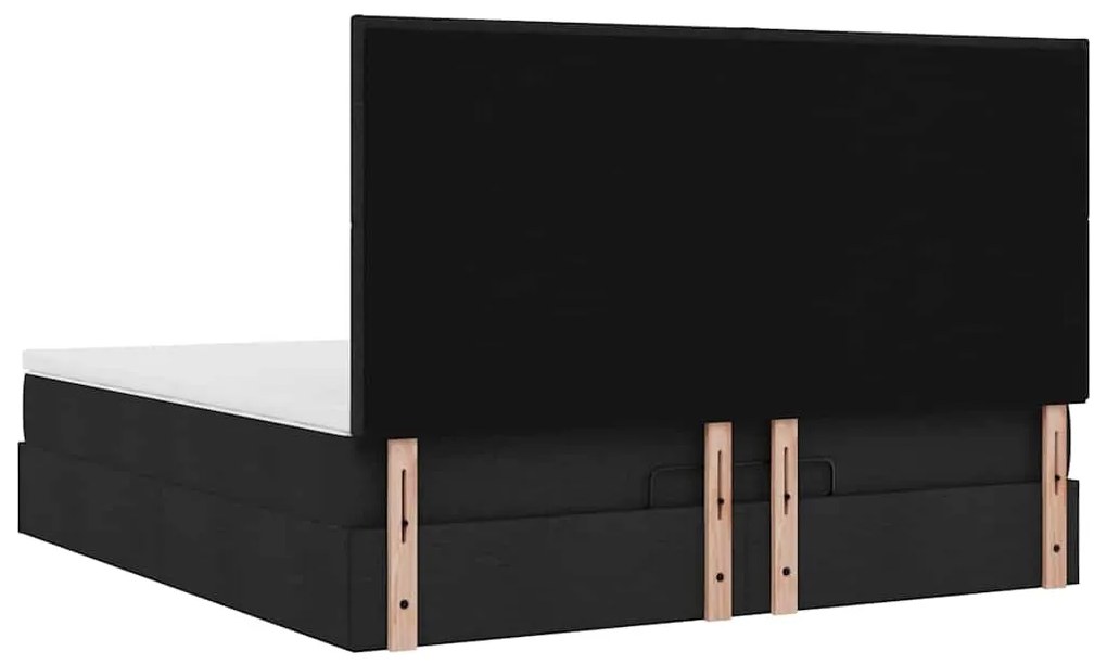Estrutura de cama otomana com colchão 180x200 cm tecido preto