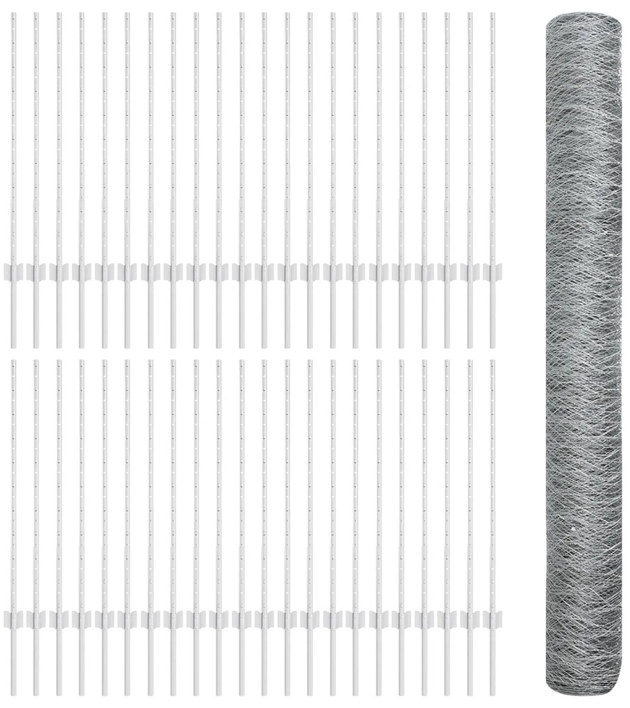 Postes de Cerca vidaXL 22 pcs U-Channel 100 cm Aço Galvanizado, Cerca