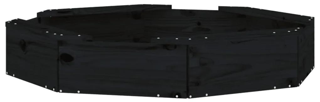 Caixa de areia octogonal com assentos pinho maciço preto