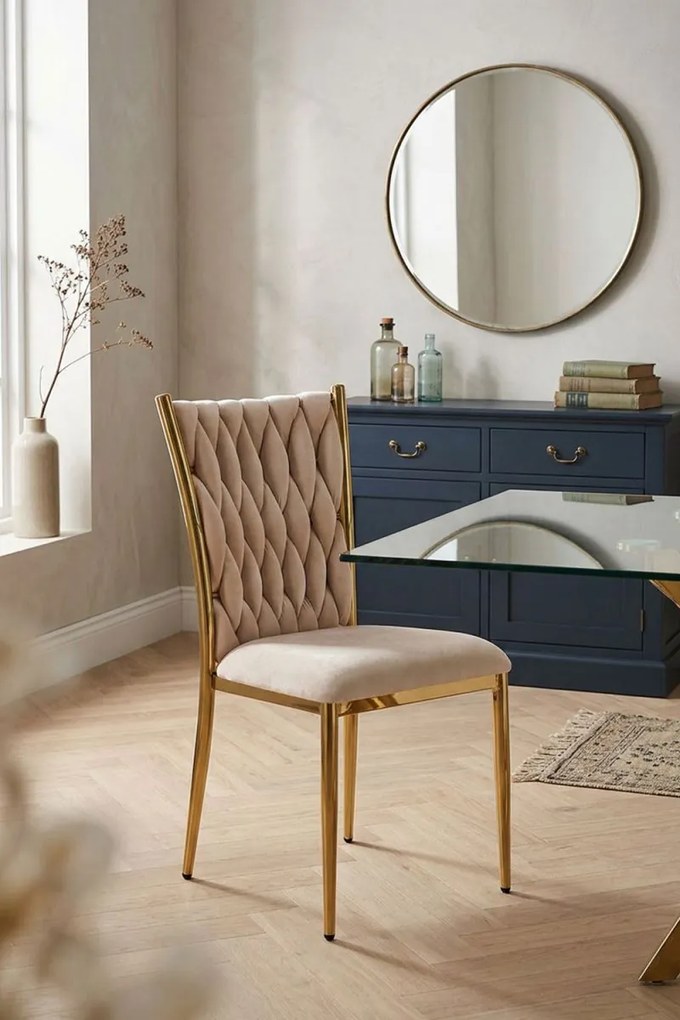 Cadeira Wiwen Golden Veludo - Beige