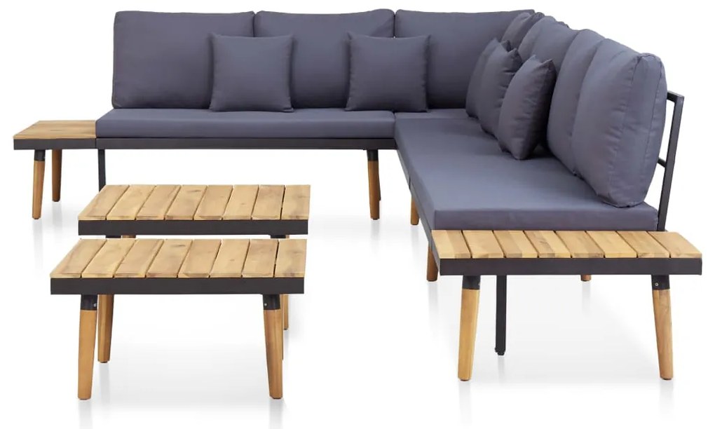 7 lugares conjunto lounge jardim + almofadões acácia castanho