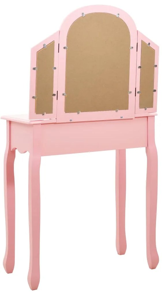 Toucador c/ banco 65x36x128 cm MDF e madeira de paulownia rosa