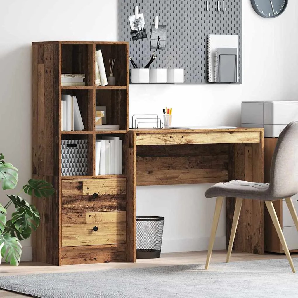 vidaXL Mesa com Armazenamento 2 pcs Madeira Antiga 90 x 40 x 76 cm