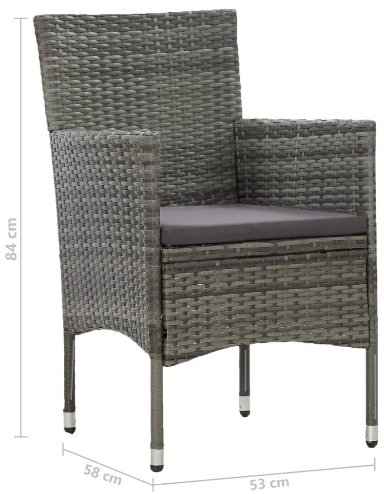 5 pcs conjunto de jantar p/ jardim vime PE e acácia cinzento