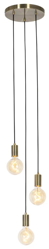 Candeeiro de suspensão industrial bronze 3 luzes - Facil Industrial