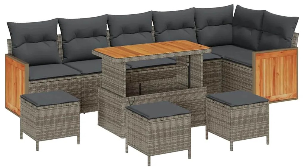 Conjunto de Sofá de Jardim com Almofadas vidaXL de 10 Peças Cinza Ratt