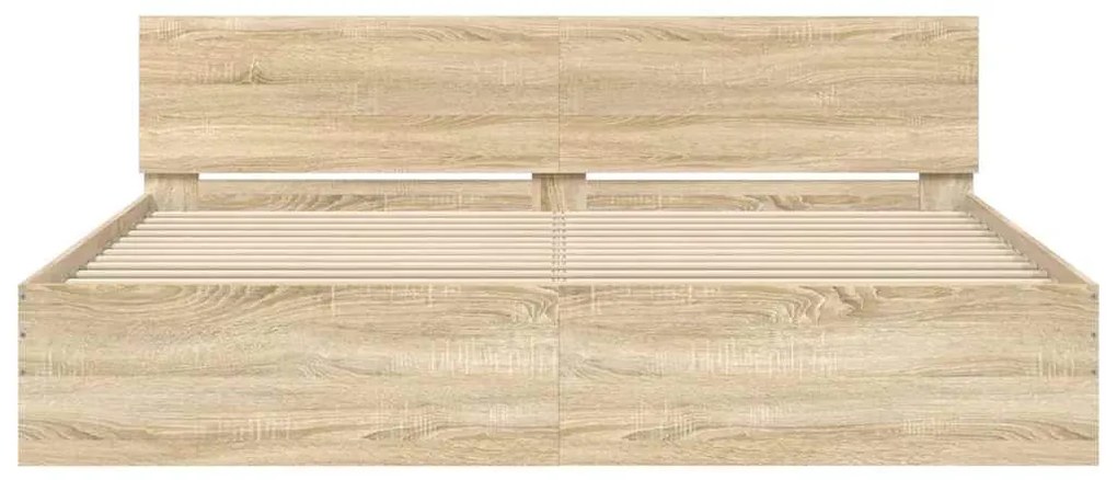 Estrutura de cama com cabeceira 200x200 cm carvalho sonoma