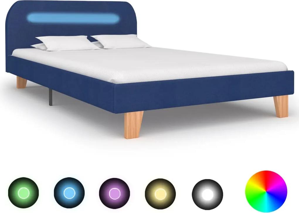 Estrutura de cama com LEDs em tecido 120x200 cm azul