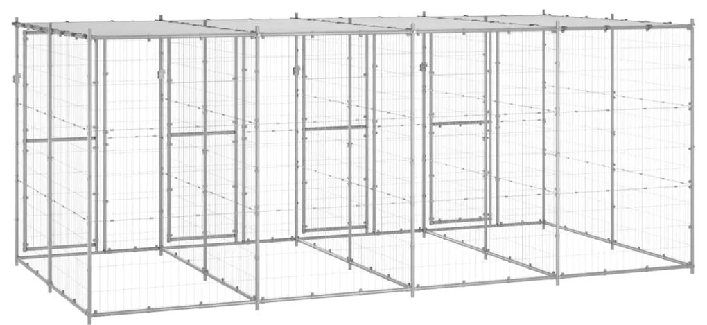 Canil de exterior com telhado 9,68 m² aço galvanizado