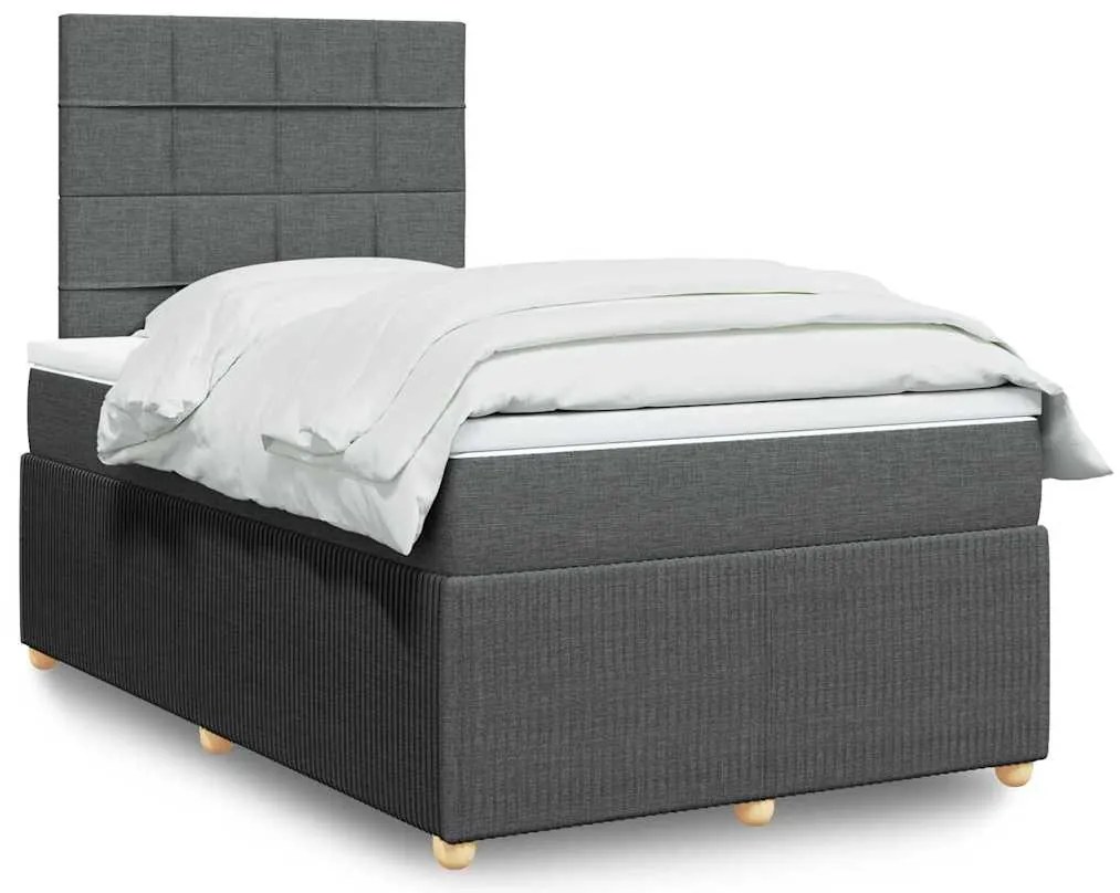 Cama boxspring com colchão 120x190 cm tecido cinzento-escuro