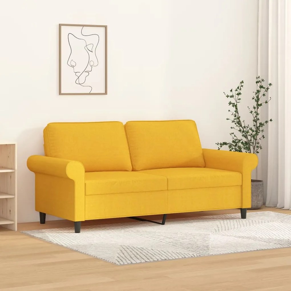 349198 vidaXL Sofá de 2 lugares 140 cm tecido amarelo-claro