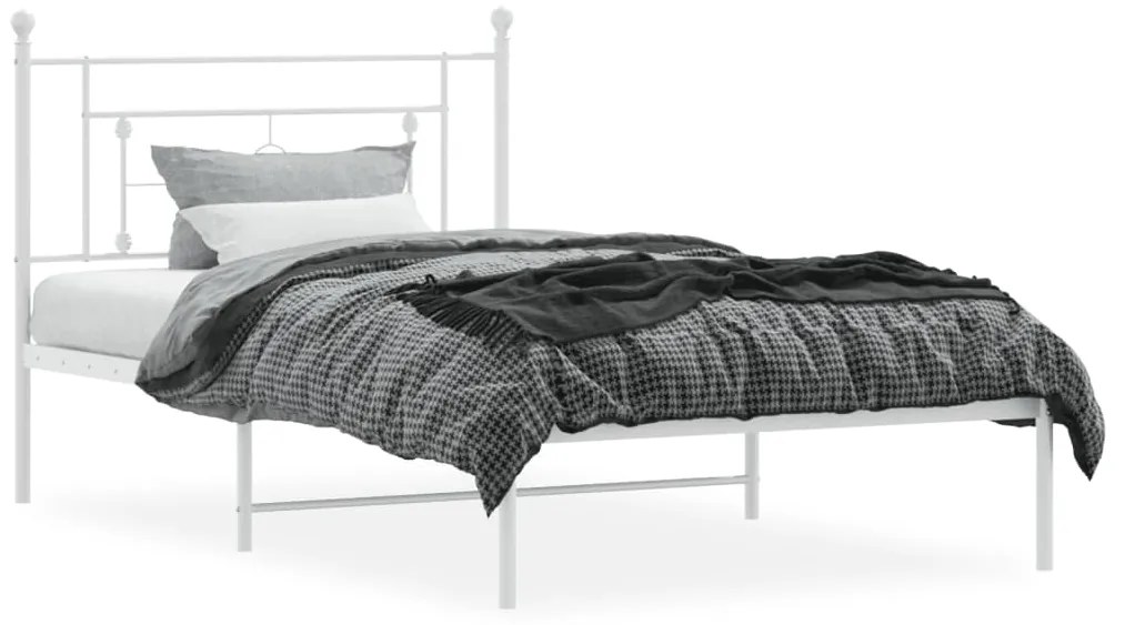 Estrutura de cama em metal com cabeceira 107x203 cm branco