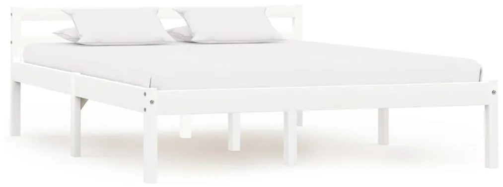 Estrutura de cama 140x200 cm madeira pinho maciço branco