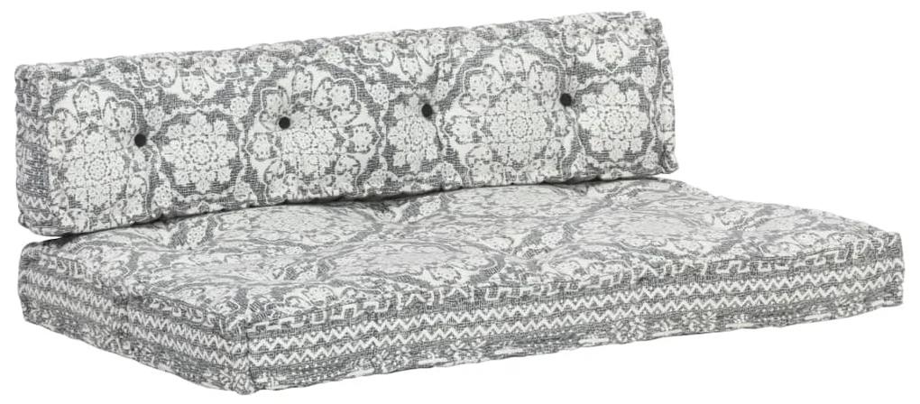 287720 vidaXL Almofadão para sofá de paletes tecido retalhos cinzento-claro