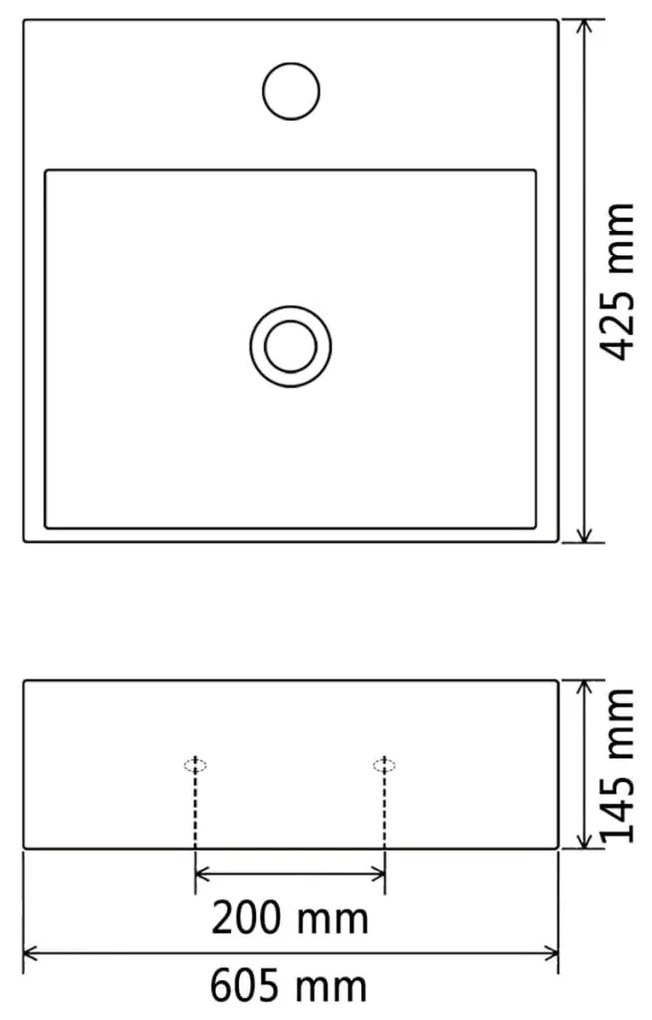 Lavatório Durt em Ceramica Branco - 60,5x42,5 cm - Design Nórdico