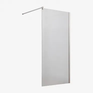 Mampara De Duche Fixa Com Vidro Temperado De 8 Mm E Alumínio Bristol Transparente & 90 X 195 Cm & Cinzento Escovado - Sklum