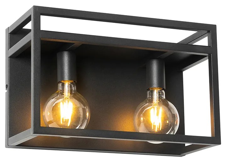 Candeeiro de parede inteligente preto com prateleira incl. 2 Wifi G95 - Cage Rack