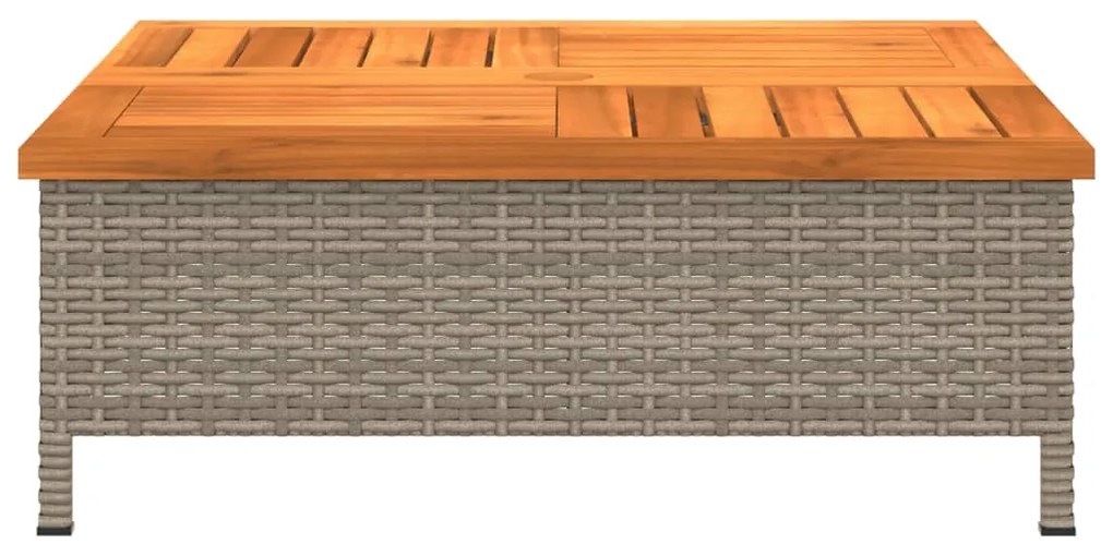 Mesa de jardim 70x70x25cm vime e madeira acácia maciça cinzento