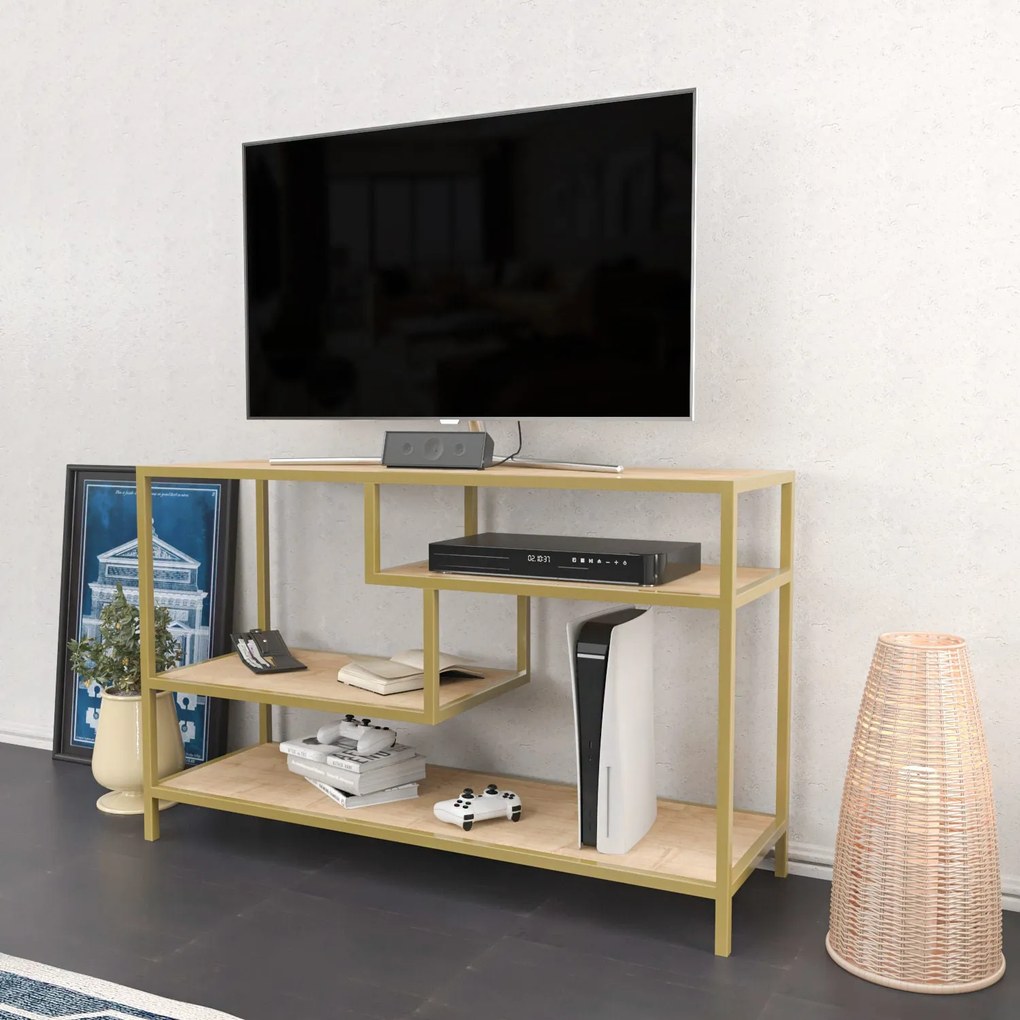 Móvel TV Robbins – Dourado Carvalho – 120x39x75 cm