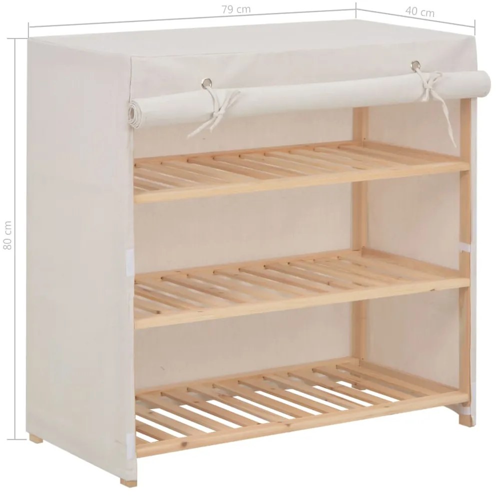 Sapateira com cobertura 79x40x80 cm tecido branco