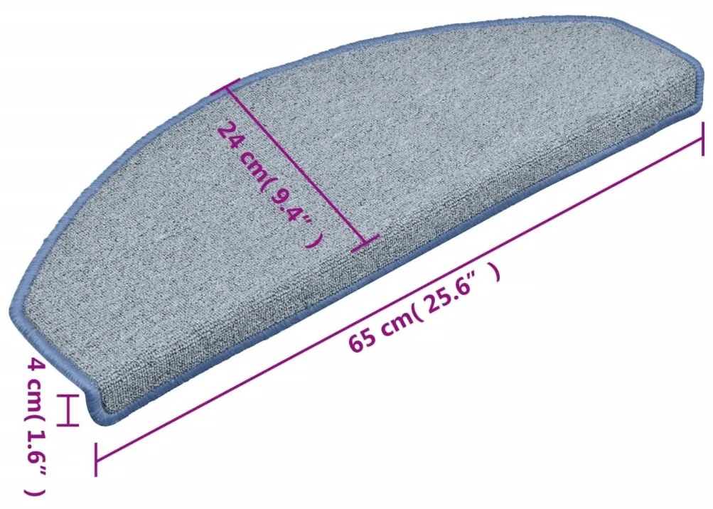 Tapete/carpete para degraus 15 pcs 65x24x4cm cinza-claro e azul