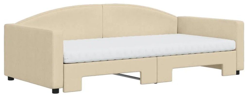 Sofá-cama c/ gavetão e colchões 100x200 cm tecido cor creme