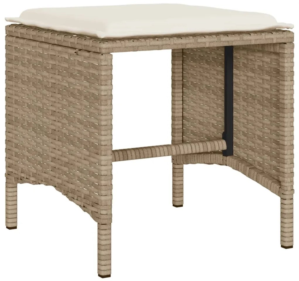 6 pcs conjunto de sofás p/ jardim com almofadões vime PE bege