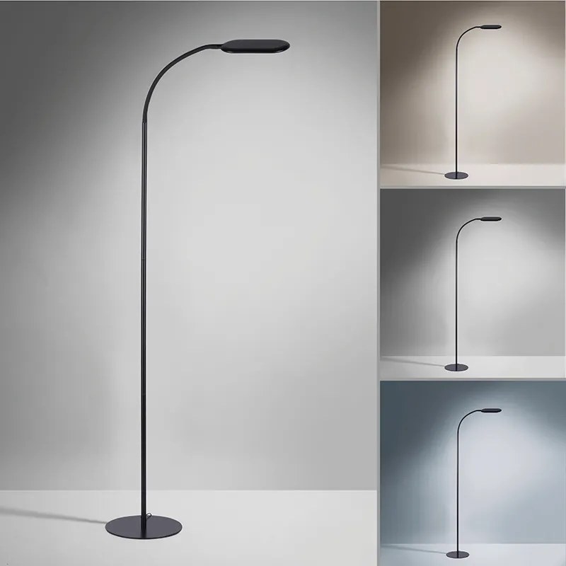 Candeeiro de pé moderno preto com dimmer e LED - Kiril Moderno