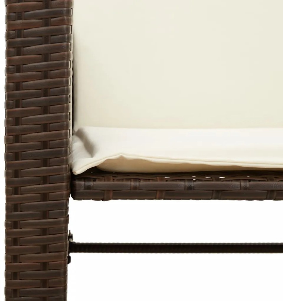 Sofá de jardim de 2 lugares com mesa e bancos vime PE castanho