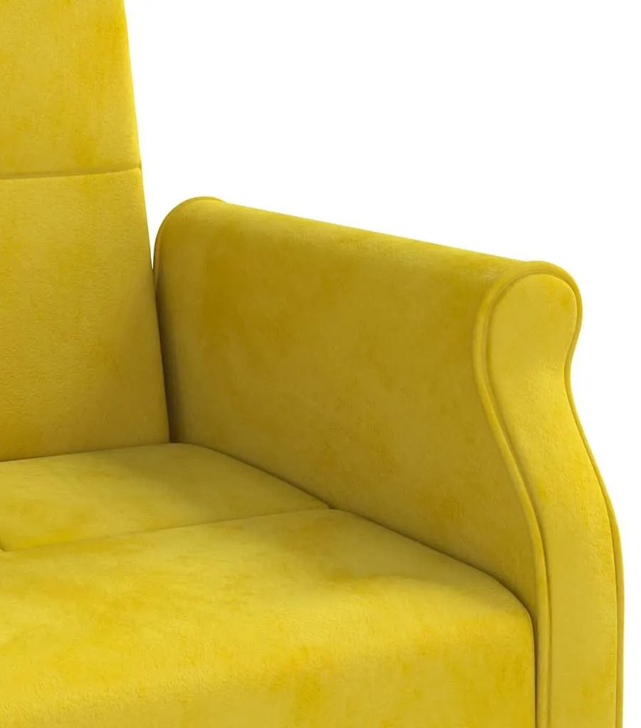Sofá-cama com almofadões veludo amarelo