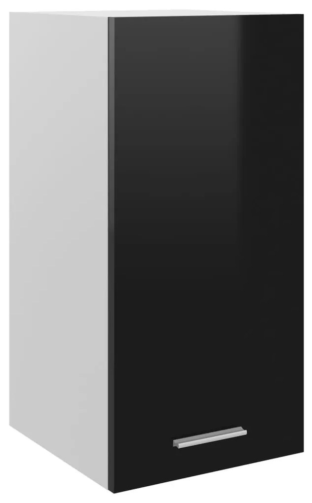 vidaXL Armário de parede “Lyon” derivados de madeira preto brilhante