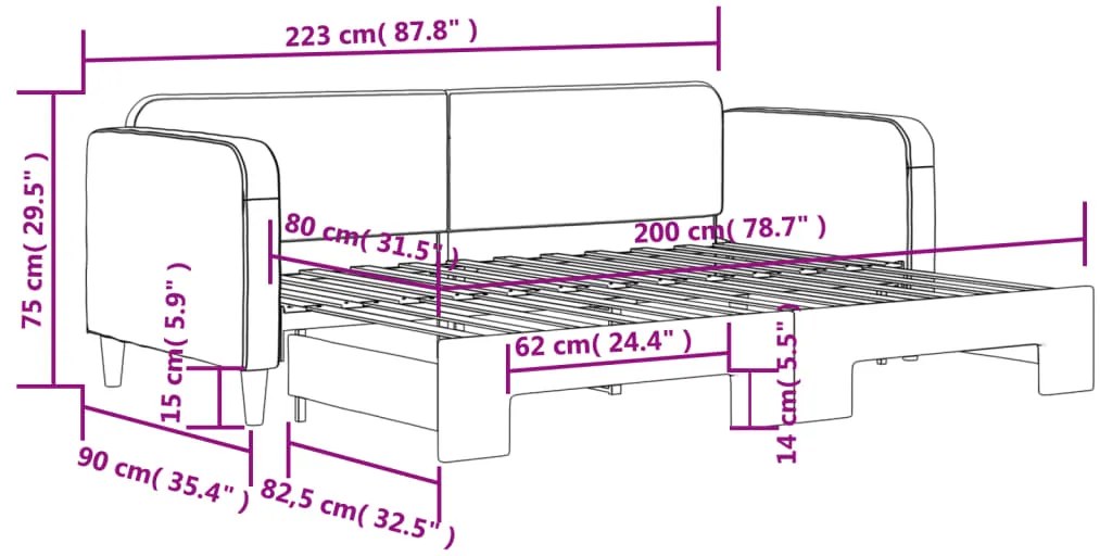 Sofá-cama com gavetão 80x200 cm tecido cinzento-claro