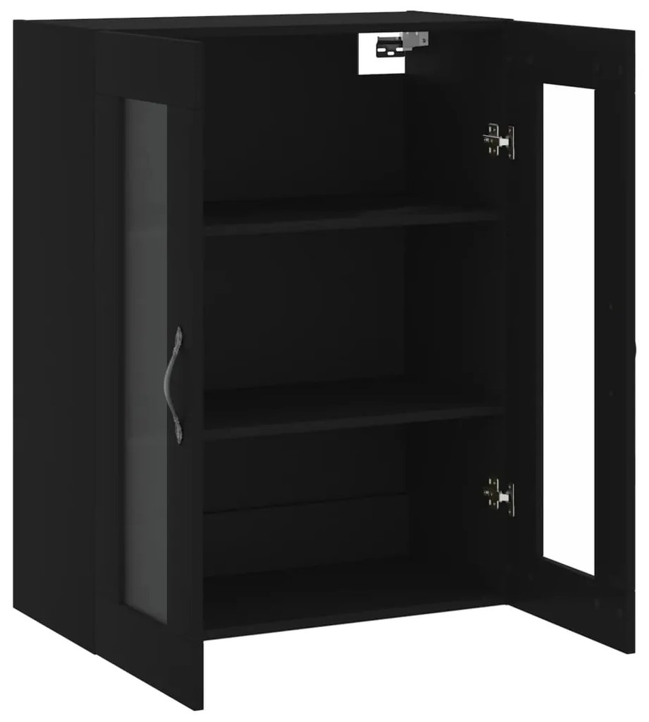 Armário de parede 69,5x34x90 cm derivados de madeira preto