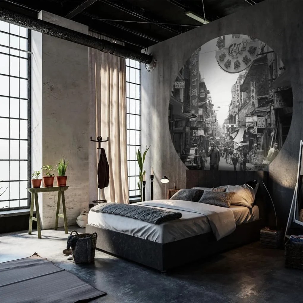 Papel de parede circular "Hong Kong the Old Days" 190 cm