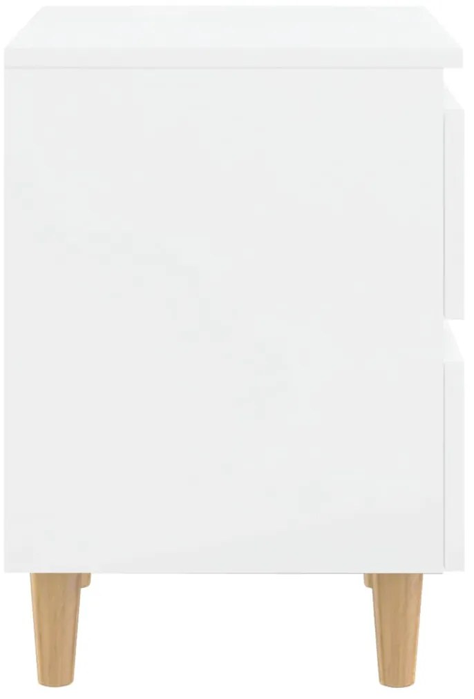 Mesas cabeceira 2 pcs pernas pinho 40x35x50 cm branco brilhante