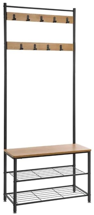 Cabideiro de pé com 9 ganchos e base metálica | VASAGLE | 175 x 70 x 32,5 cm | amarelo mago | HSR041N01.