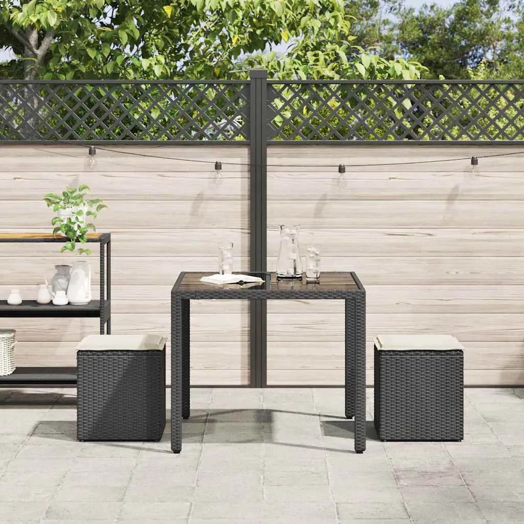 Bancos de jardim com almofadas 2 unid 40x40x43 cm vime PE preto