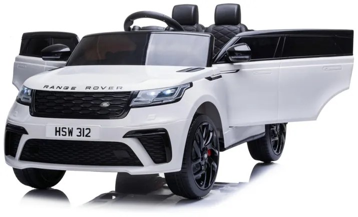 Range Rover Velar Carro elétrico infantil 12v, módulo de música, assento de couro, pneus de borracha EVA Branco