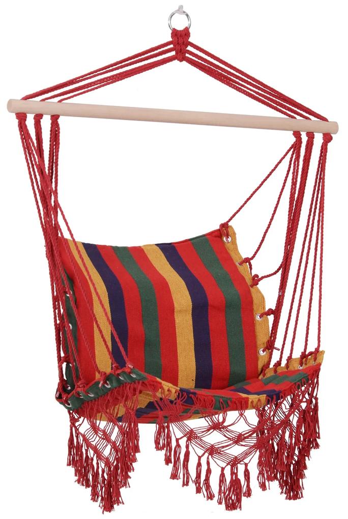 Cadeira de rede suspensa de tecido de algodão poliéster Carga de 120 kg Poltrona suspensa para terraço interno ao ar livre 100x60x100 cm Multicolor